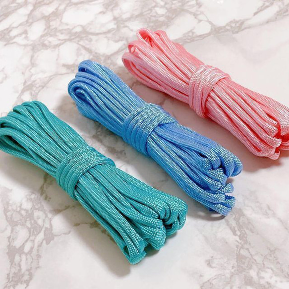 高品質　パラコード　4mm 7芯　6m 3本セット　くすみパステル　光沢　3色 4枚目の画像