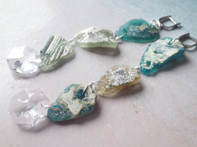 *sv925 *Ancient Roman Glass big earrings ローマングラスの大ぶりピアス