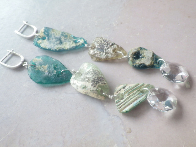 *sv925 *Ancient Roman Glass big earrings ローマングラスの大ぶりピアス