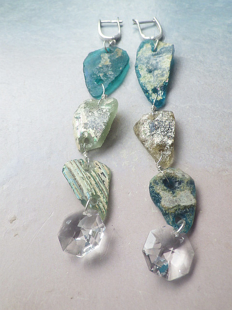 *sv925 *Ancient Roman Glass big earrings ローマングラスの大ぶりピアス