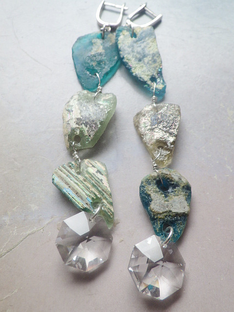*sv925 *Ancient Roman Glass big earrings ローマングラスの大ぶりピアス