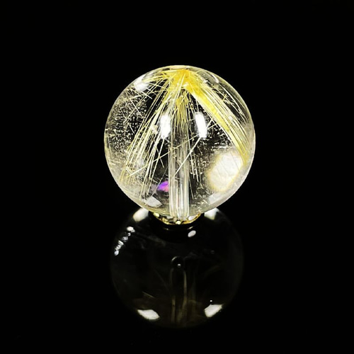 針水晶/ゴールドルチル(大玉14連珠)紐ゴールド紐 かかさ