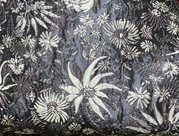 コンナベルト（バックル帯）半幅帯　黒灰植物　ポリエステルジャガード 2枚目の画像