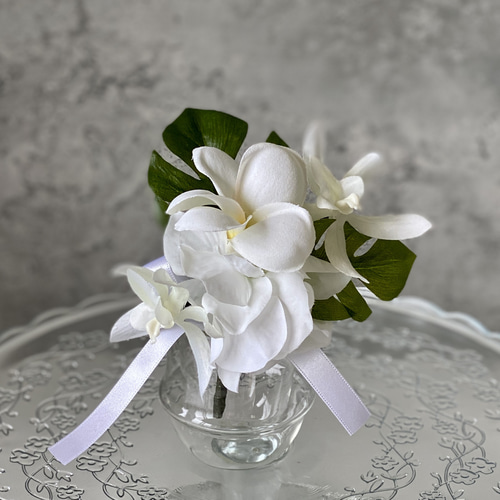 再販 ✳︎ウエディングブーケ ＆ ブートニア✳︎ 『プルメリア