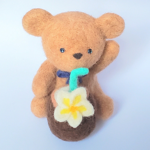 受注販売)プルメリアとココナッツジュース(羊毛フェルト) 羊毛フェルト  