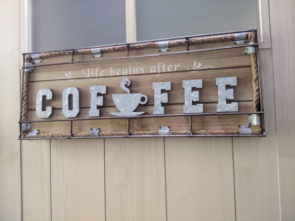 海の見えるカフェ  喫茶店 壁掛け看板①  CAFE 自立式看板  #COFFEE  #店舗什器  #カフェ #コーヒー 2枚目の画像
