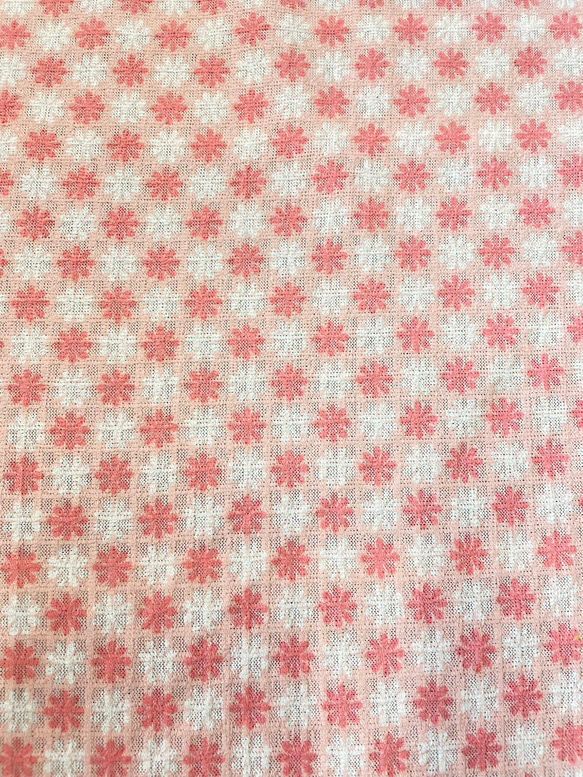 日本製ニット生地  花柄　ピンク 1枚目の画像