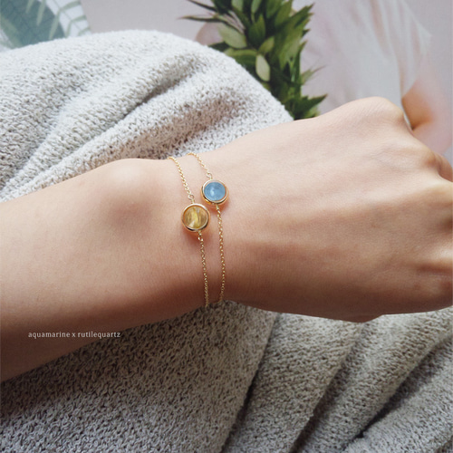 夏の福袋 一粒の天然石ブレスレット2本セット 35種類の宝石 14kgf