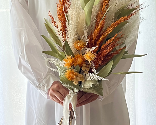 オレンジのドライフラワーブーケ ブーケ violaflower 通販 オレンジのドライフラワーブーケ ブーケ violaflower 通販