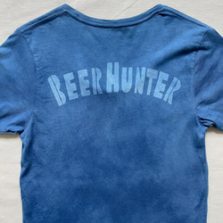 送料無料 藍染Tシャツ BEER HUNTER ビール好きに!  オーガニックコットン使用 鹿 Deer 4枚目の画像