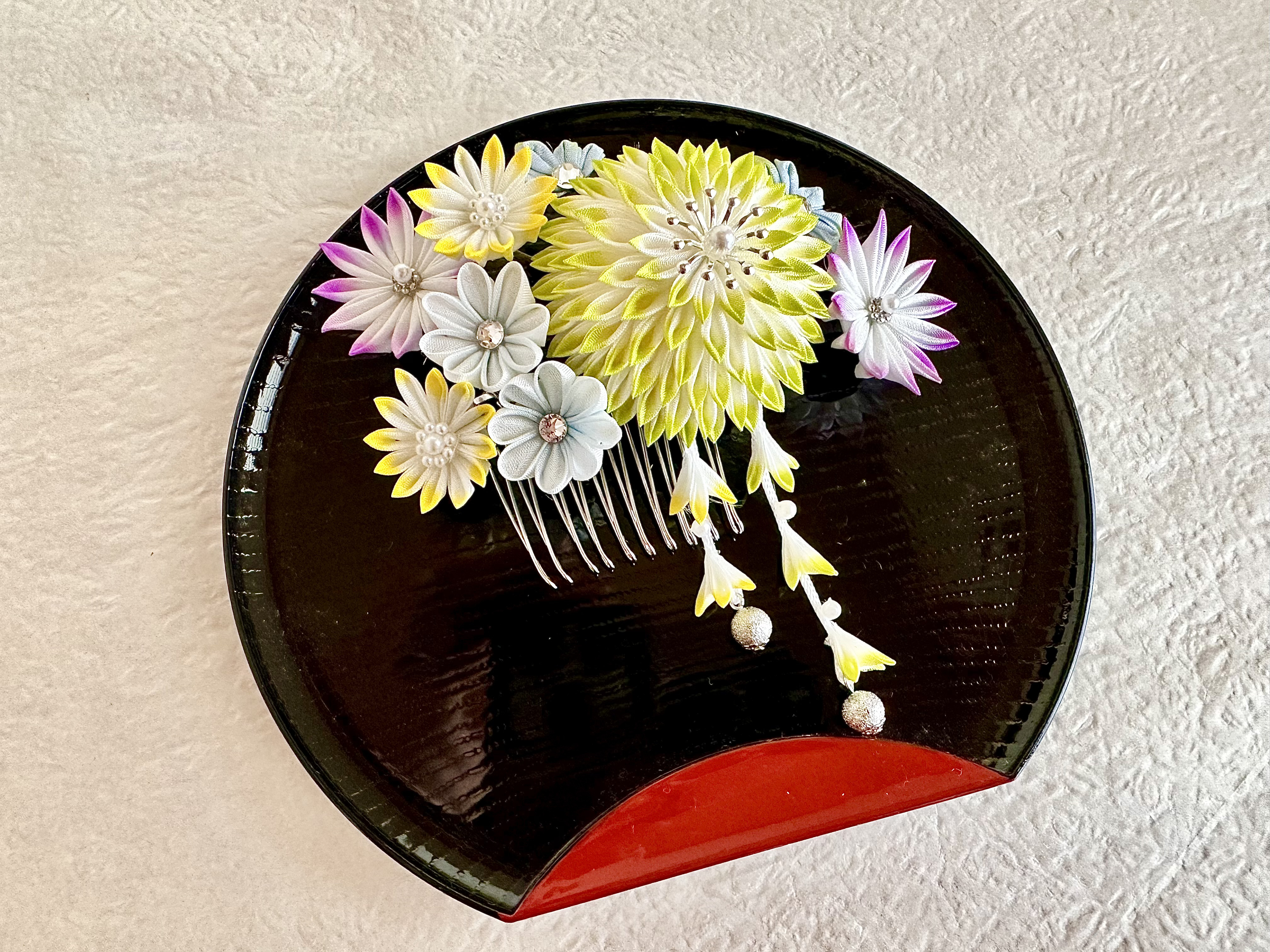 氷華(紫) つまみ細工髪飾り