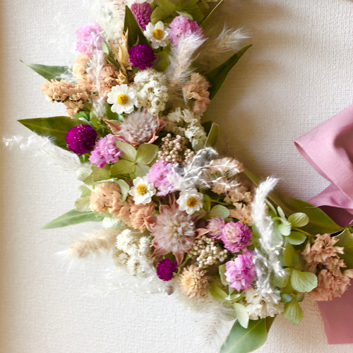 Natural＊セルリアと花かんざしのリース♡ドライフラワーリース ドライ 
