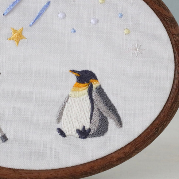 ペンギンの天体観測　刺繍パネル 4枚目の画像