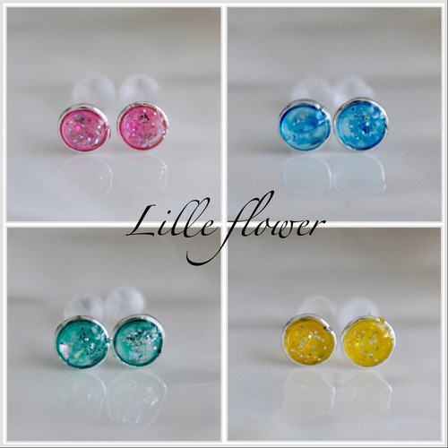 ワンコイン ♡送料無料♡カラフルミニ×シルバー 樹脂ポスト レジン  