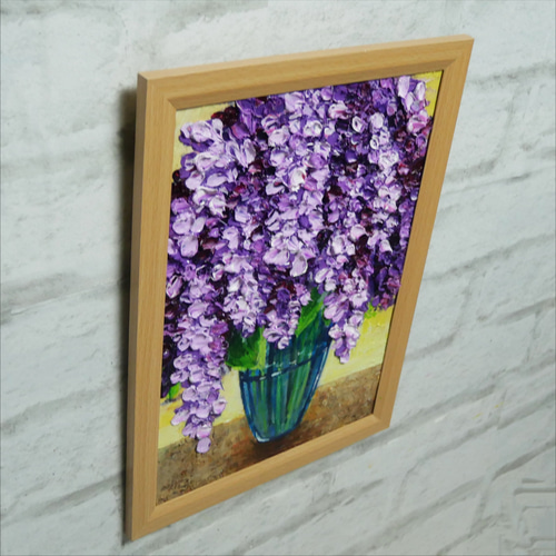 油絵 油彩 油彩画 絵 絵画 【ライラック】A4 絵画 HR 通販 16070695