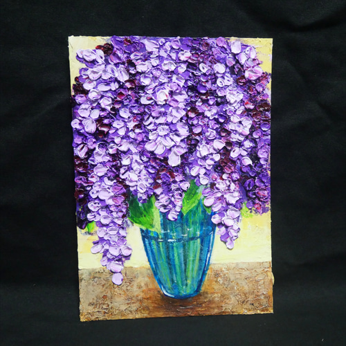 油絵 絵画 【ライラック】 ライラックの油絵 オリジナルの花の壁アート キャンバスに描かれ