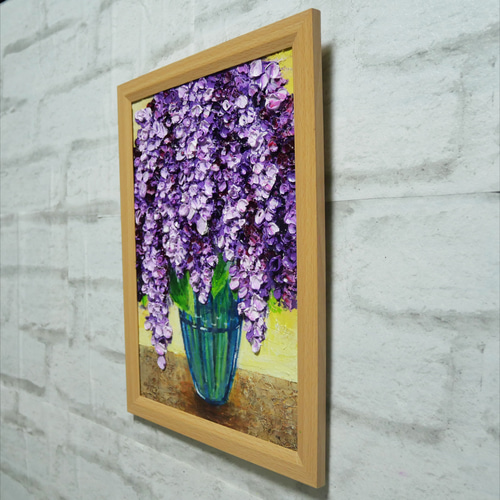 ライラックの油絵 油絵 油彩 油彩画 絵 絵画 【ライラック】A4 絵画 HR 通販 16070695