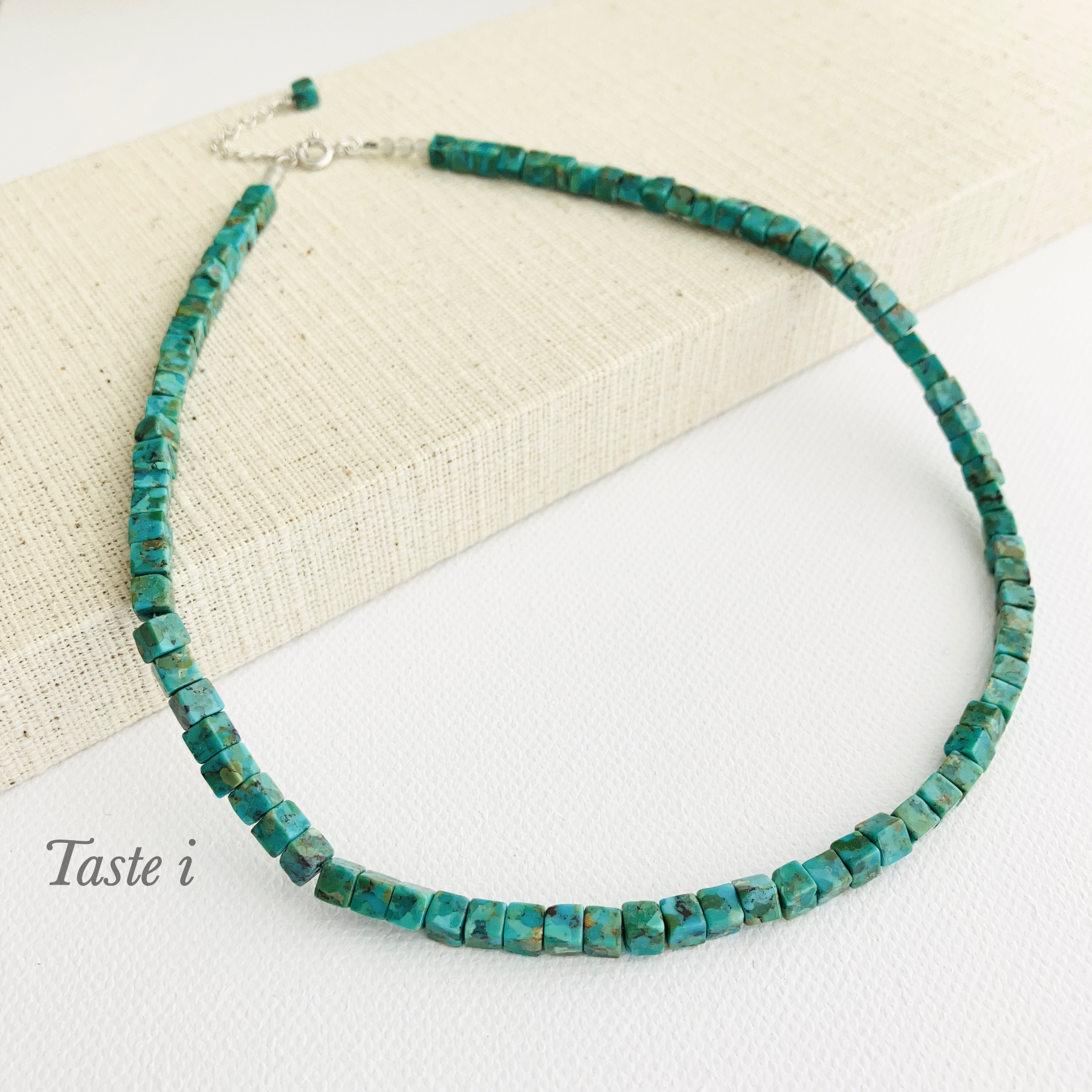 ♦︎再販15点以上！【大人テイスト】スクエアの本トルコネックレス　シルバー925〔20166〕 4,560円