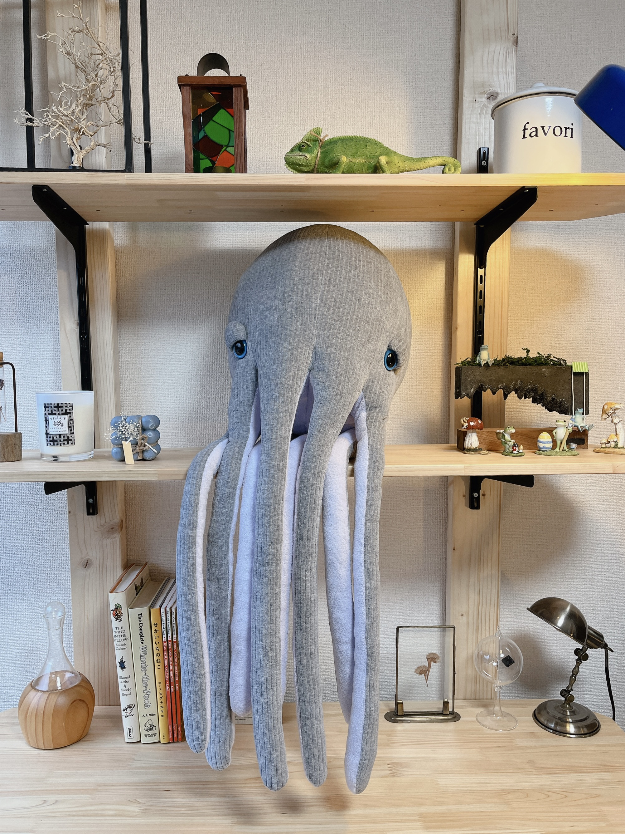 ぬいぐるみおねむのタコくんBIG【グレー×ライラック】安い購入 平日