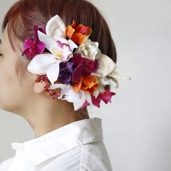 高級造花アーティフィシャルフラワーの髪飾り/ウェディングのヘッドドレスに❁⃘ 1枚目の画像