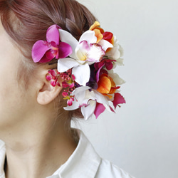 高級造花アーティフィシャルフラワーの髪飾り/ウェディングのヘッドドレスに❁⃘ 3枚目の画像