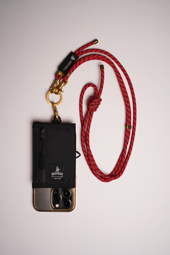 国産パーツと上質なアウトドアロープを使ったスマホショルダー