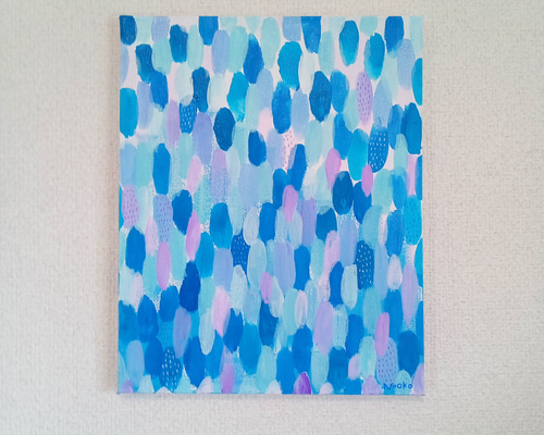 【額縁付き原画】赤い花と青い紫陽花の静物画｜アクリル絵画 額縁付き原画】赤い花と青い紫陽花の静物画｜アクリル絵画 絵画
