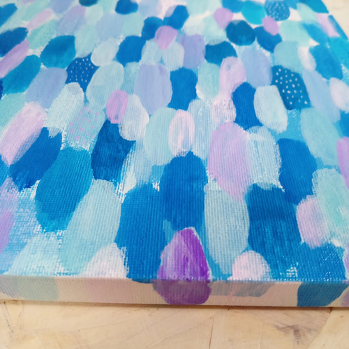 紫色のあじさい アクリル画 雨』紫陽花色 アクリル絵画 原画 サイズ約27㎝×22㎝ アート