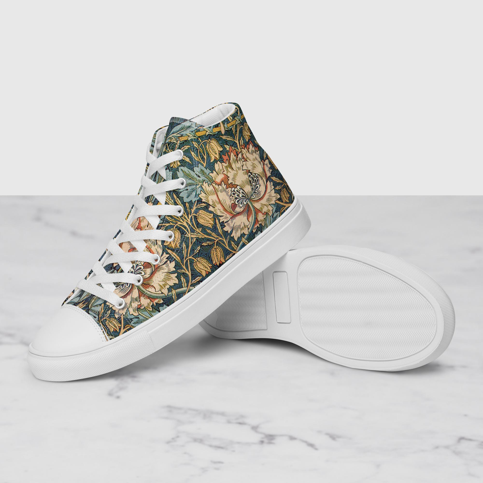 【ウィリアム・モリス】～スイカズラのデザイン～　絵画シューズ/ハイカットスニーカー（ユニセックス）