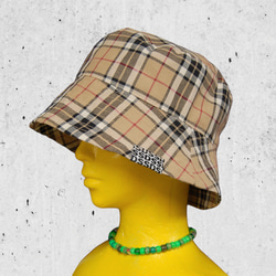バケットハット チェック柄 ベージュ SSDタータンチェック バケットハット:ベージュ ハット Hand Made :SSD