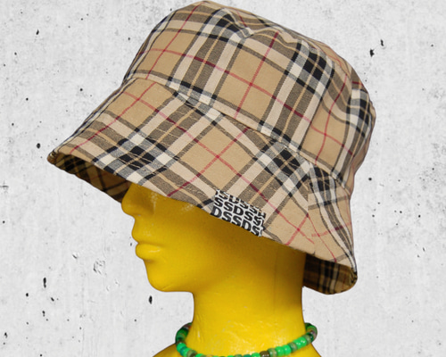 SSDタータンチェック バケットハット:ベージュ ハット Hand Made :SSD