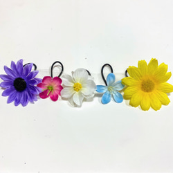 ラプンツェル お花のヘアゴム 5個セット①｜ラプンツェル 髪飾り 子供｜ヘアアクセサリー 2枚目の画像