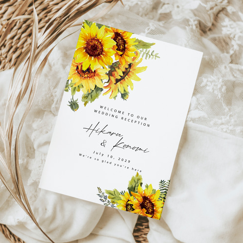 ひまわりウェルカムボード 最短1日以内に発送可】ひまわり ウェルカムボード 横ver. 結婚式