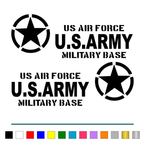 ステンシル 【 US ARMY military 星 001 】 ステッカー お得4枚セット