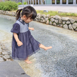 お出かけワンピース　刺繍衿付き　バルーン袖　size100～130 8枚目の画像