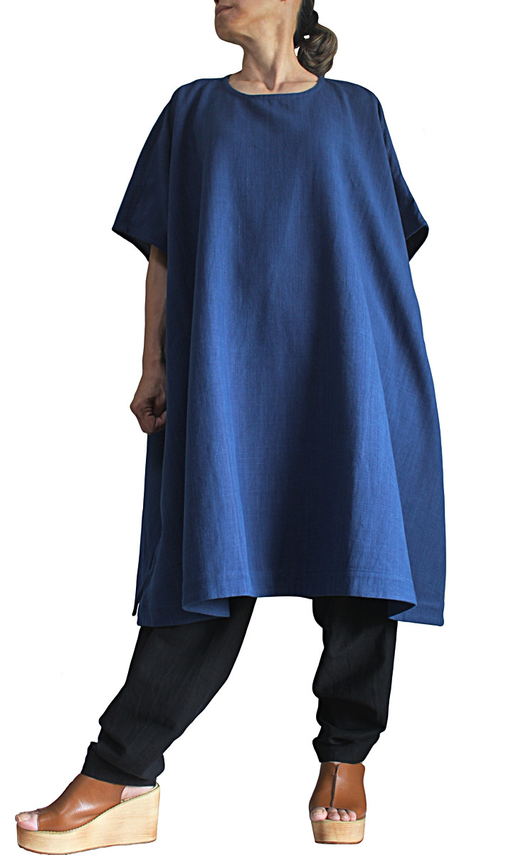 ジョムトン手織り綿のゆったりチュニックドレス（DFS-074-03）