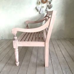 【受注制作】ガーデンベンチ・フレンチカントリー・ピンク・ガーデニング・ガーデン・木製ベンチ・フレンチシャビー 14枚目の画像