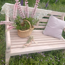 【受注制作】ガーデンベンチ・フレンチカントリー・ピンク・ガーデニング・ガーデン・木製ベンチ・フレンチシャビー 5枚目の画像