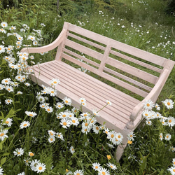 【受注制作】ガーデンベンチ・フレンチカントリー・ピンク・ガーデニング・ガーデン・木製ベンチ・フレンチシャビー 2枚目の画像