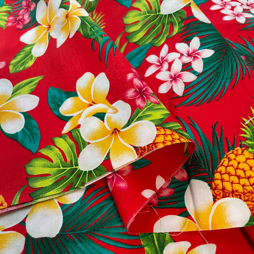 USA生地☆112×90/Printex/ハワイ柄a/赤 生地 rara 通販 16071607