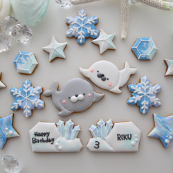 アザラシ　【アイシングクッキー】　オーダー　子供向け　誕生日　人気　かわいい　海 2枚目の画像