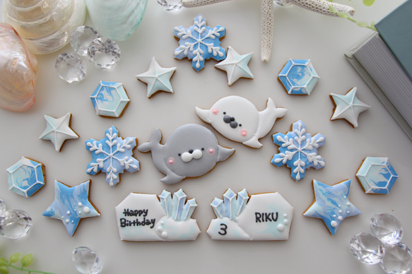 アザラシ　【アイシングクッキー】　オーダー　子供向け　誕生日　人気　かわいい　海 2枚目の画像