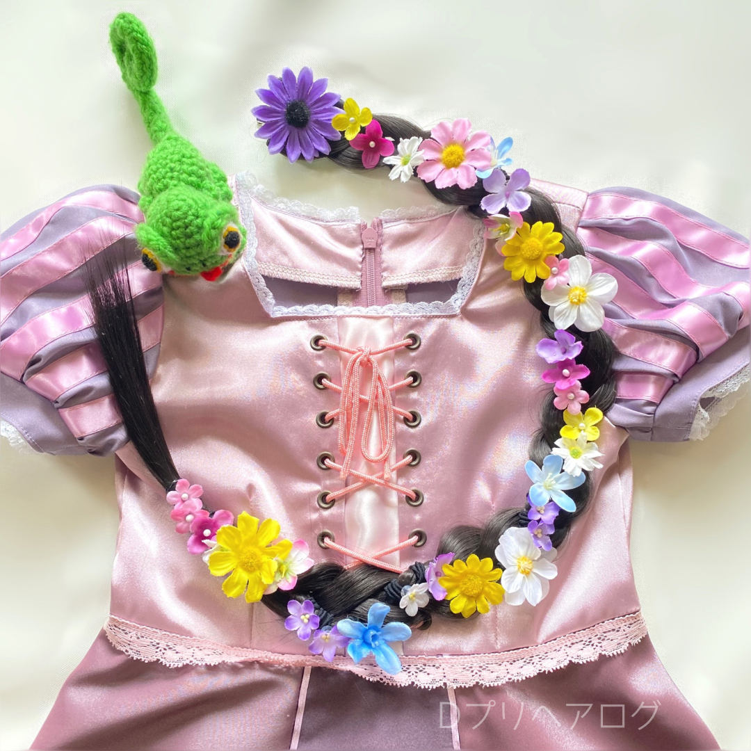 即日発送可能 ラプンツェル ウィッグ お花 ライト 付き