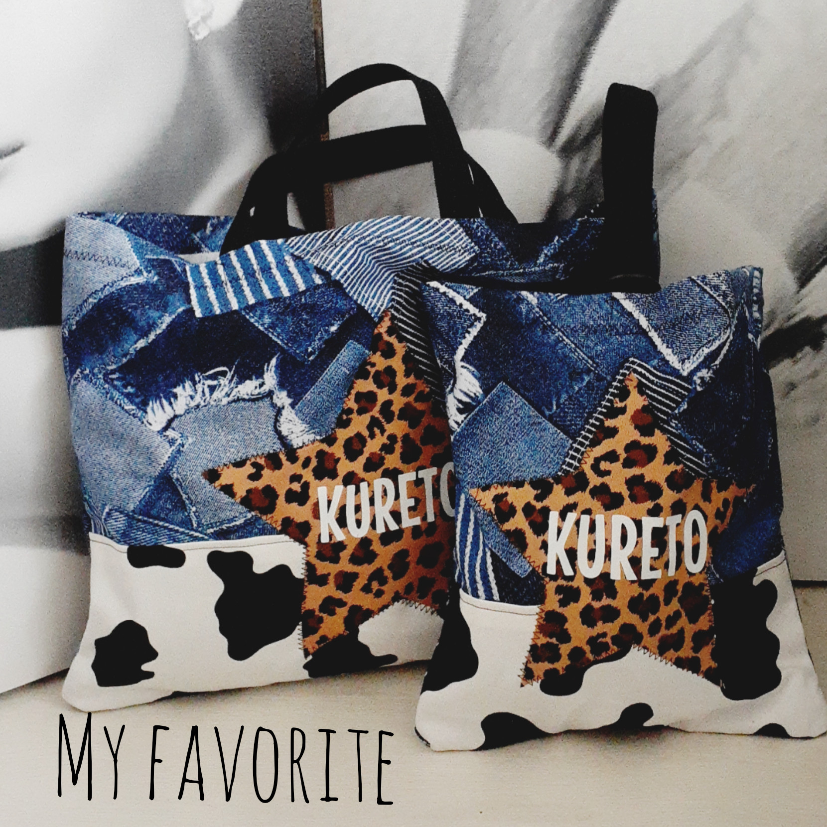 レッスンバッグ&上履き入れセット　にこちゃん　　一升餅リュック　入園グッズ　入学準備　星　アメリカン　星条旗　新学期