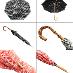 CLASSICO 完全遮光 100% 日傘　フラワー 刺繍 二重張り オレンジ　バンブーハンドル 3枚目の画像