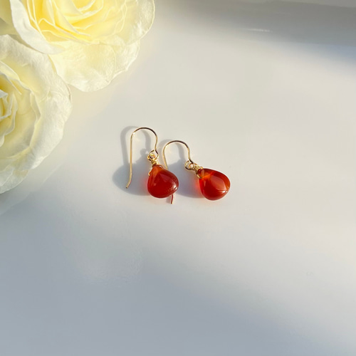 ミニサイズ 天然石ピアス サードオニキス 14kgf pierced earrings  