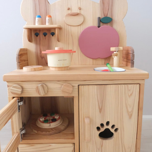受注製作品】木製おままごとキッチン くまさんキッチン おもちゃ・人形