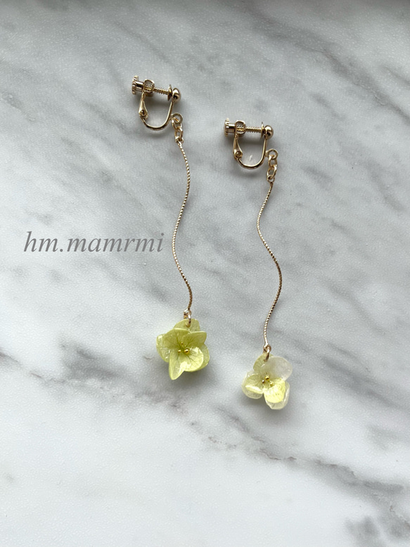 揺れる紫陽花ピアス／green／ピアス・イヤリング 1枚目の画像