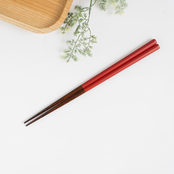 【漆塗り】五角形のお箸【標準的な長さ】赤色（朱色）日本製 2枚目の画像