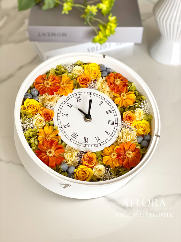 再販【送料無料】花時計 オレンジジニア ビタミンカラー 2枚目の画像